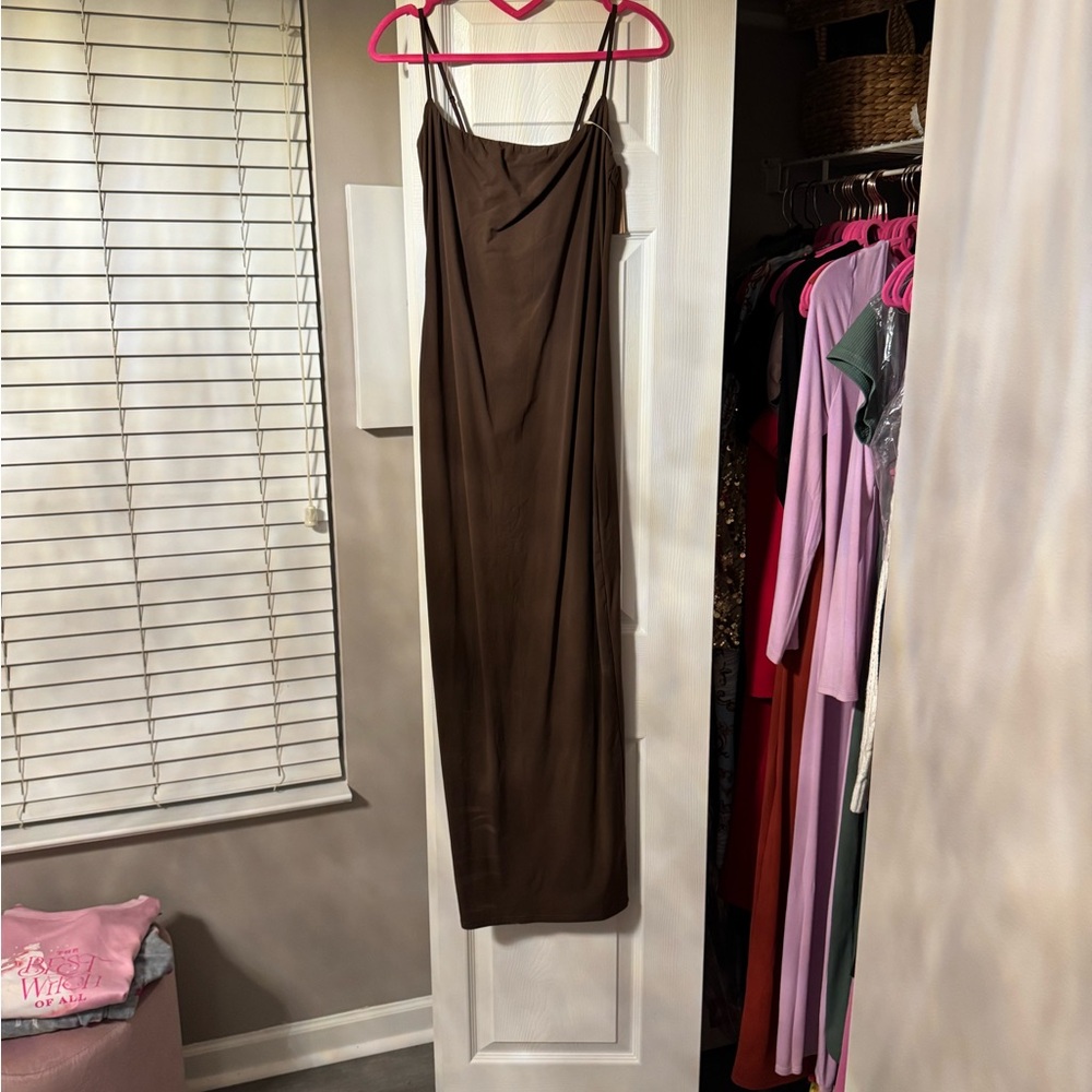SKIMS Brown Maxi Slip Dress